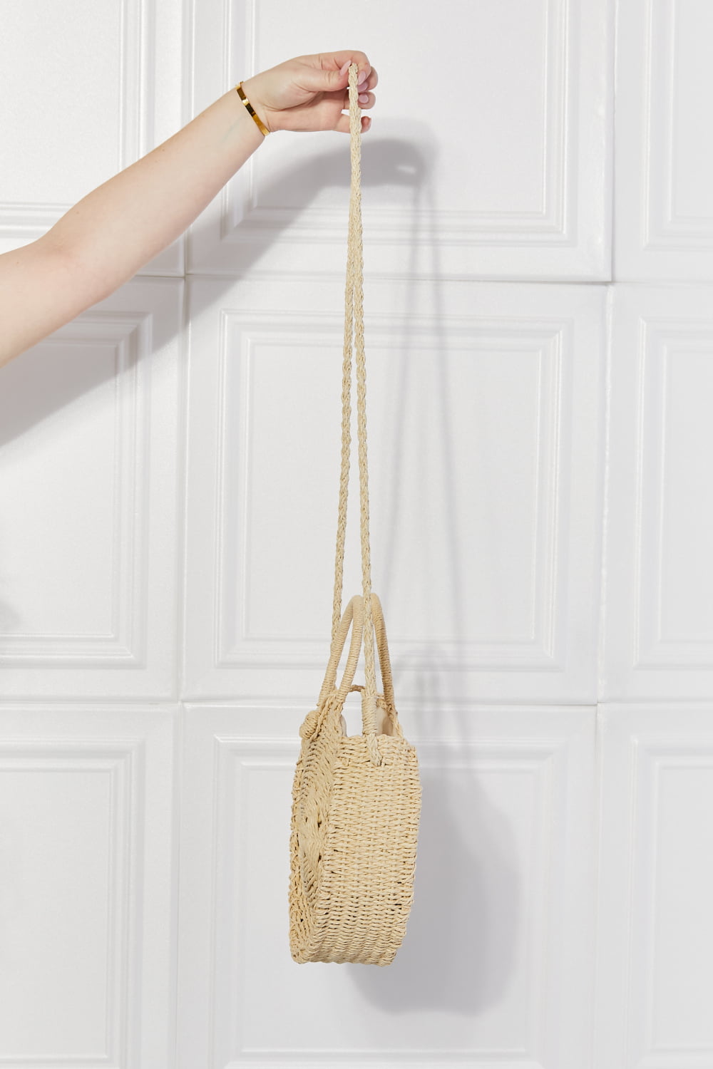 ONLINE EXCLUSIVE Justin Taylor Feeling Cute Rounded Rattan Handbag in Ivory