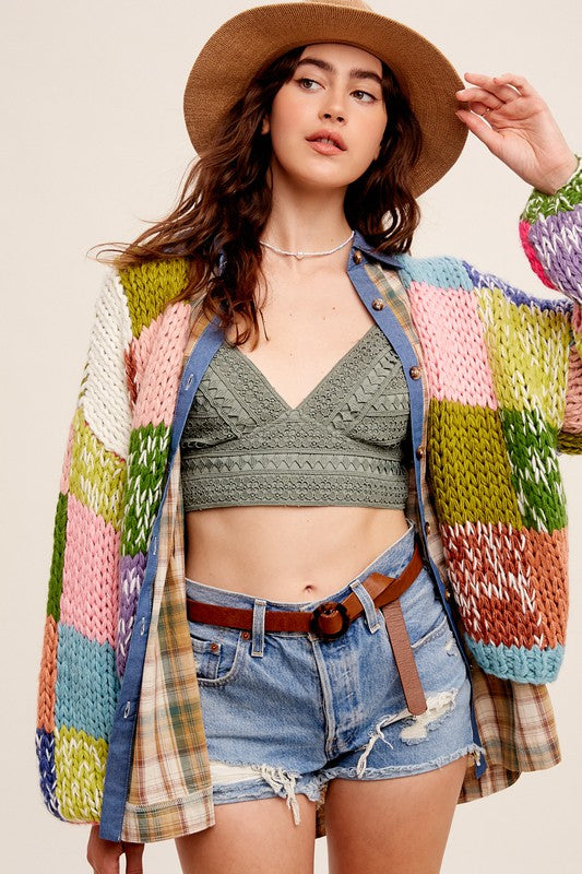 ONLINE EXCLUSIVE Within Colors Heavy Bold Sweater Cardigan