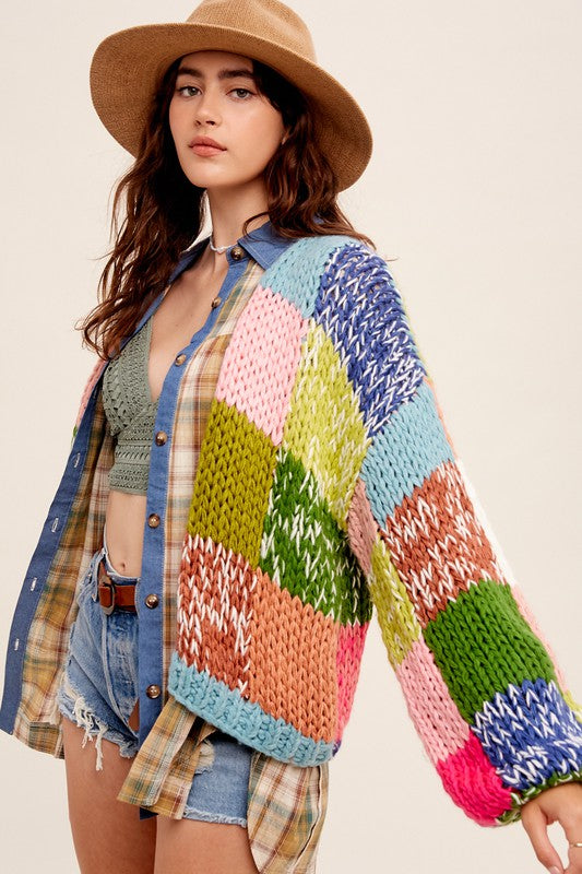 ONLINE EXCLUSIVE Within Colors Heavy Bold Sweater Cardigan