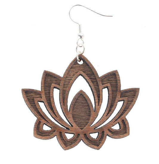 Lotus wood laser cut earrings