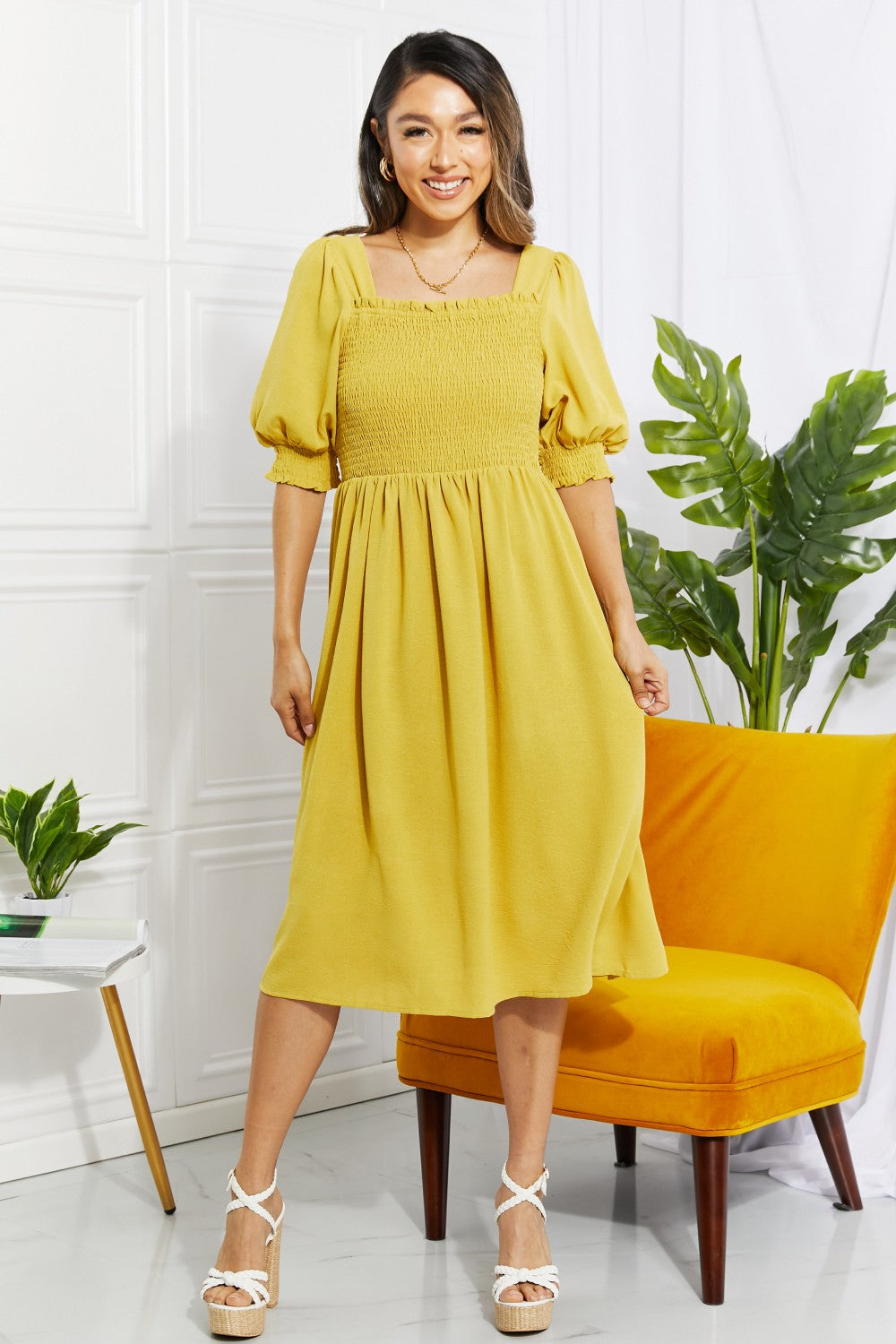 ONLINE EXCLUSIVE Love You Forever Square Neck Midi Dress
