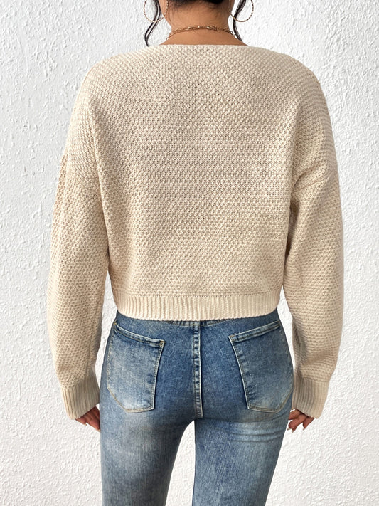 ONLINE EXCLUSIVE Cable-Knit Slit Drop Shoulder Sweater