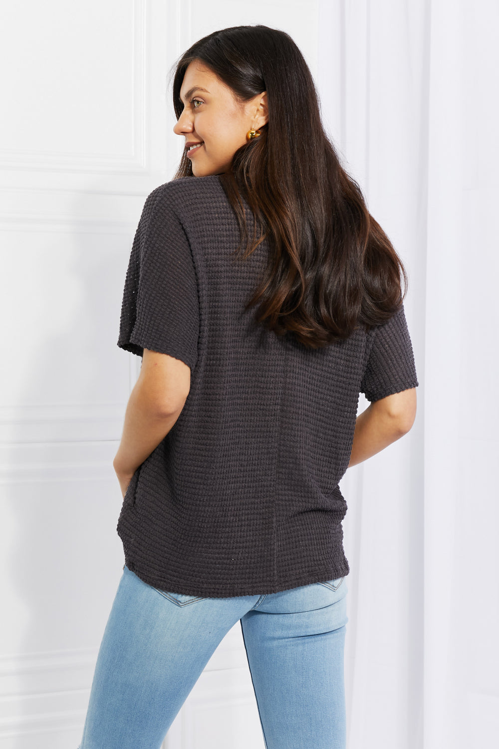 ONLINE EXCLUSIVE Spring It On Keyhole Jacquard Sweater in Gray