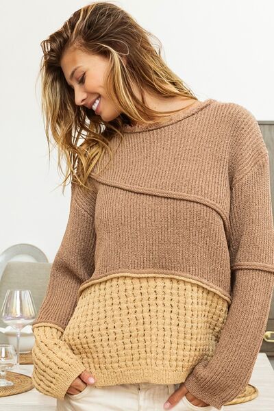 ONLINE EXCLUSIVE BiBi Texture Detail Contrast Drop Shoulder Sweater