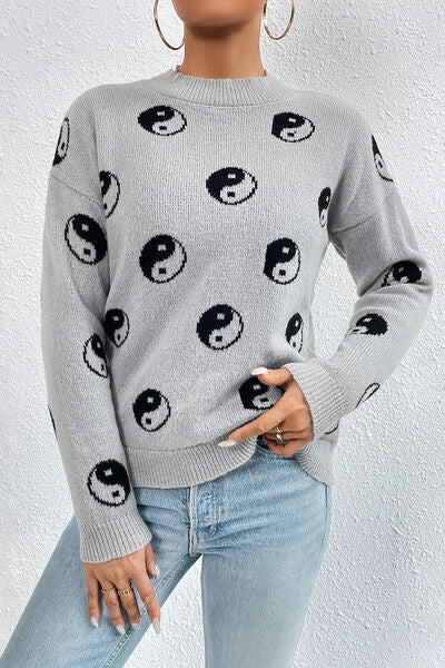 ONLINE EXCLUSIVE Graphic Mock Neck Dropped Shoulder Sweater