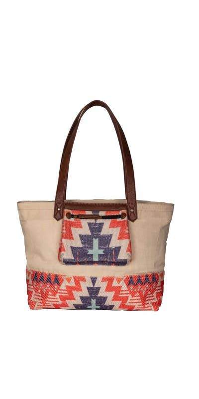 Peyton Up-Cycled Canvas and Durrie Tote