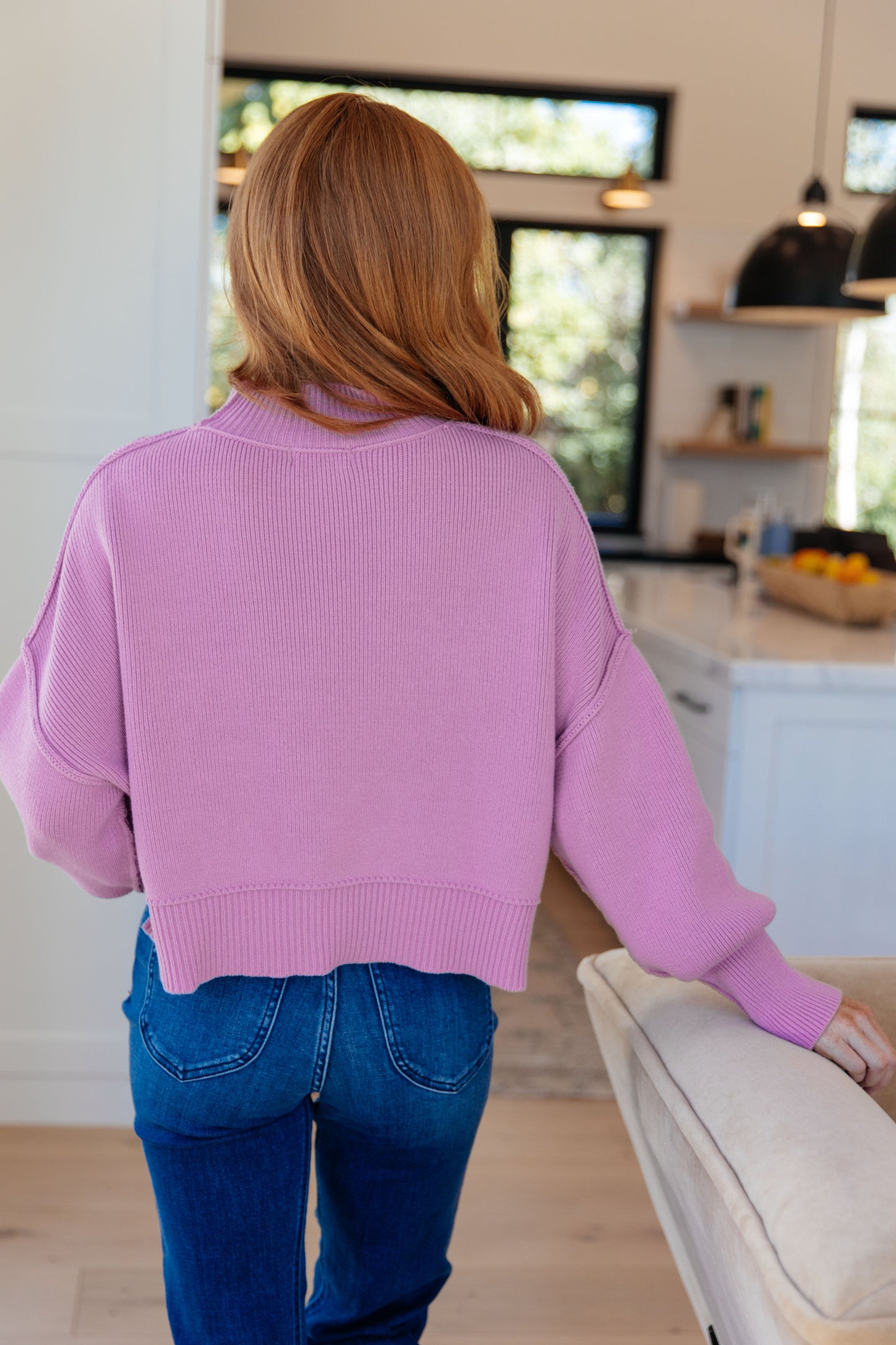 ONLINE EXCLUSIVE Mags Side Slit Cropped Sweater in Mauve