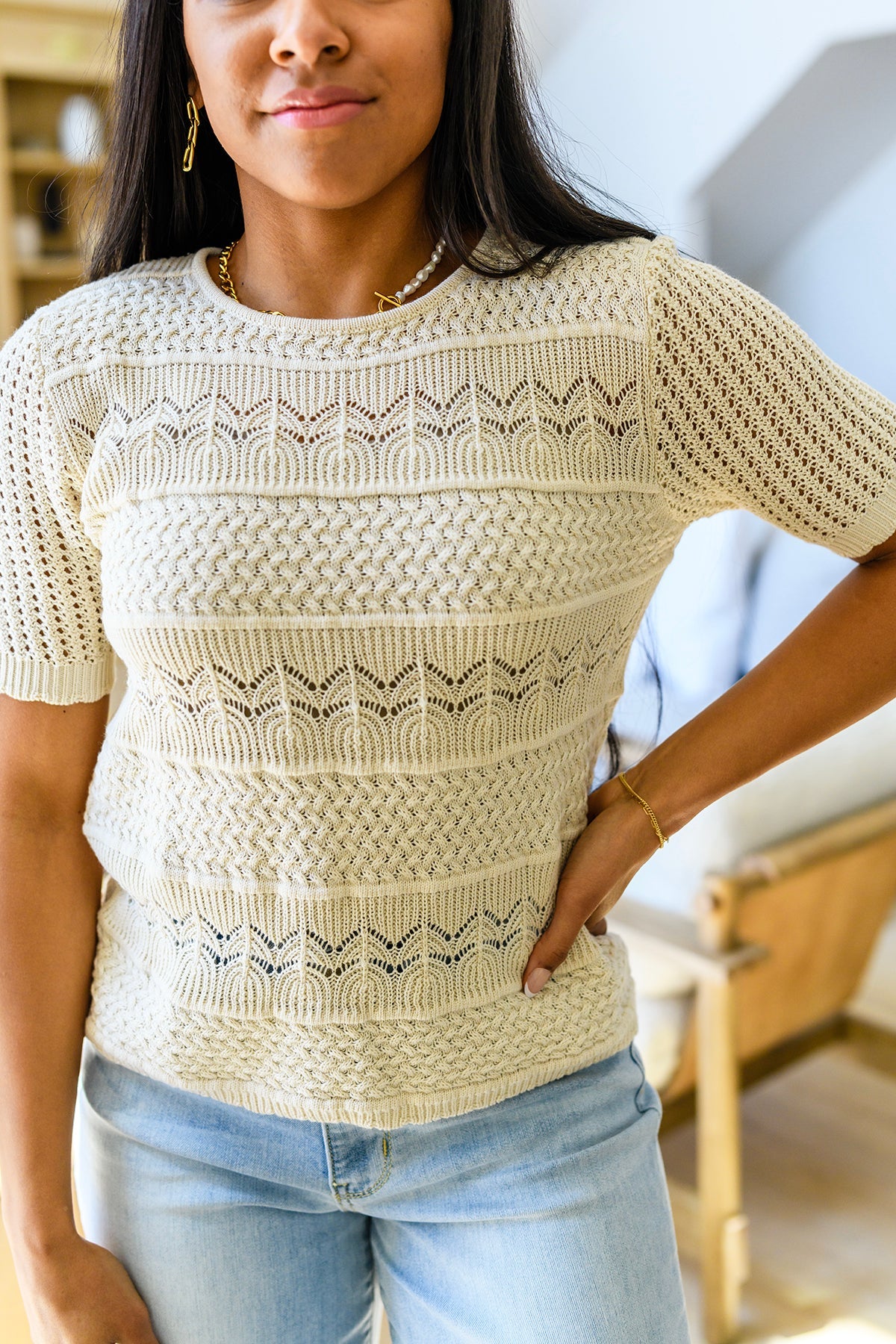ONLINE EXCLUSIVE Thea Crocheted Knit Top