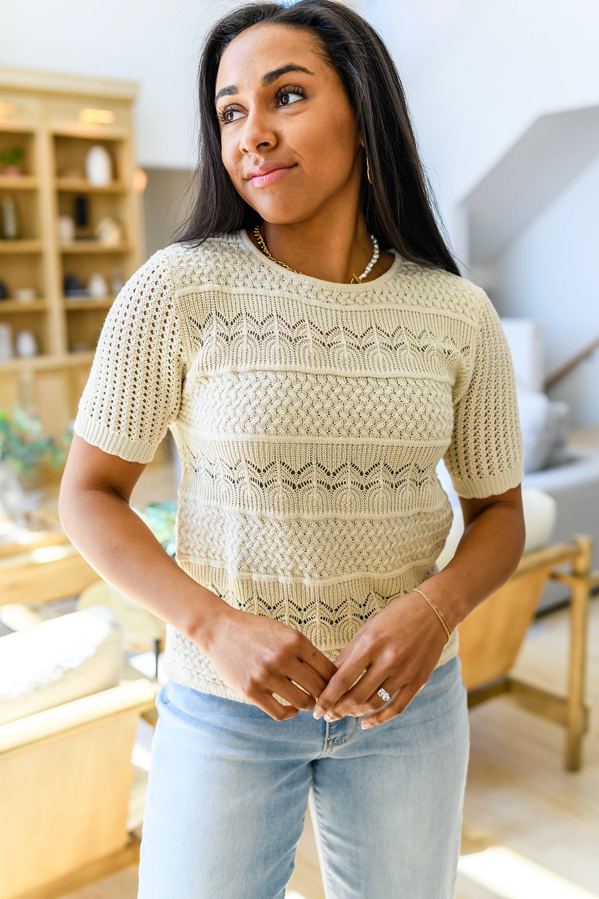ONLINE EXCLUSIVE Thea Crocheted Knit Top