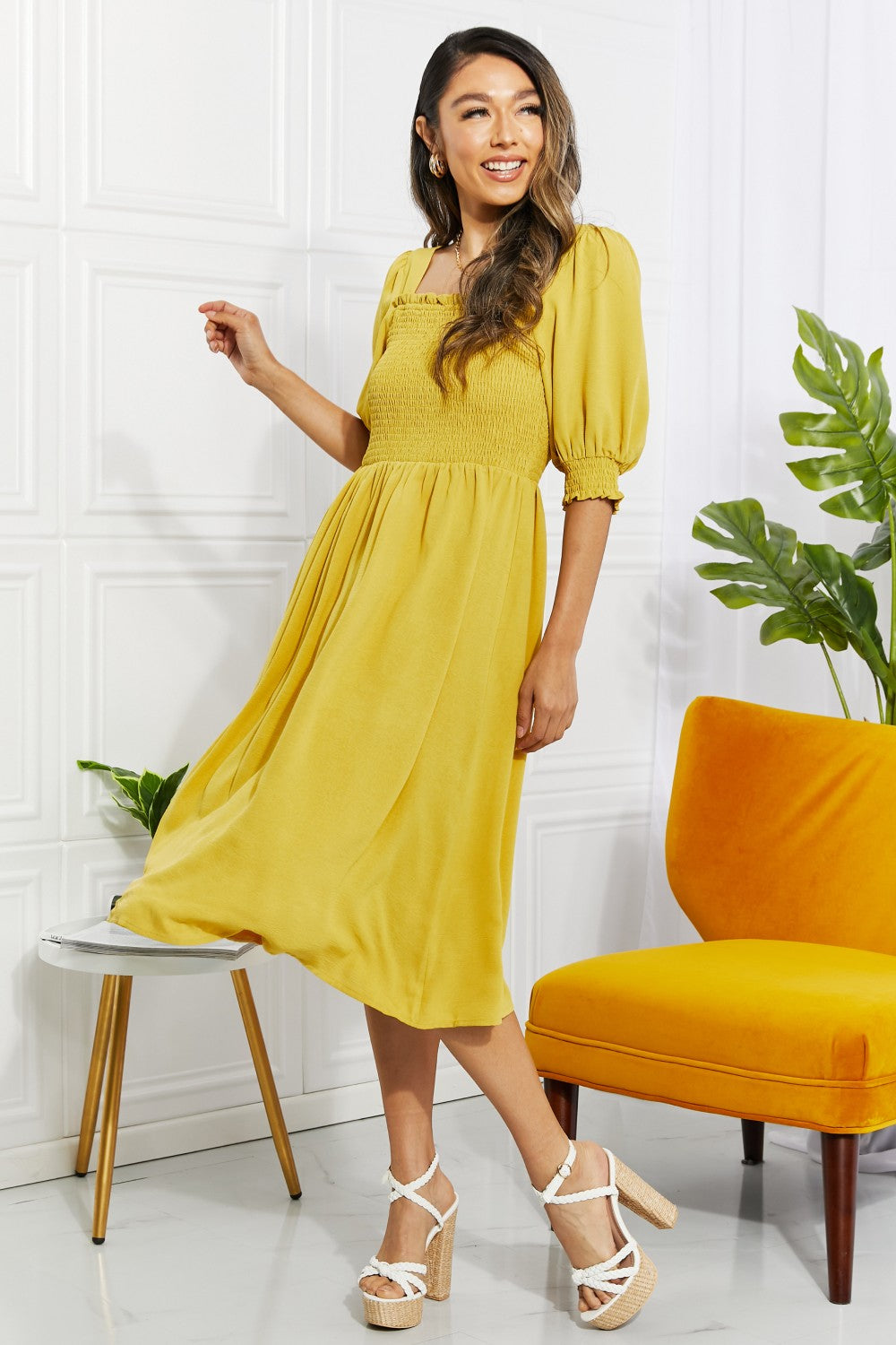 ONLINE EXCLUSIVE Love You Forever Square Neck Midi Dress