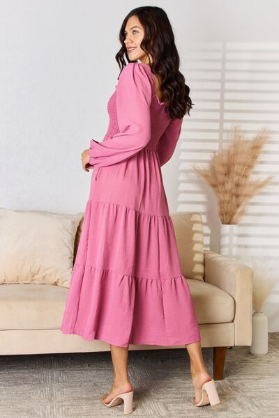 ONLINE EXCLUSIVE  Ruffle Trim Smocked Tiered Dress