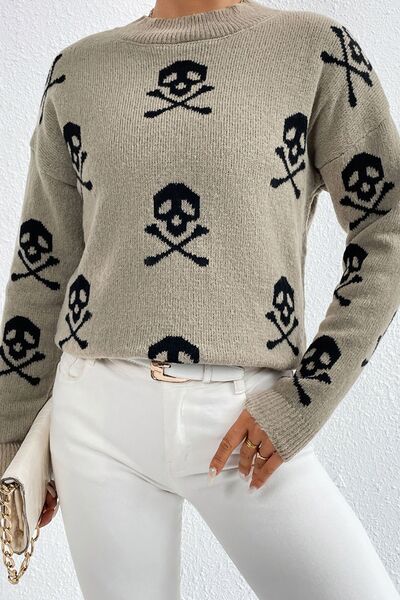 ONLINE EXCLUSIVE Graphic Mock Neck Dropped Shoulder Sweater