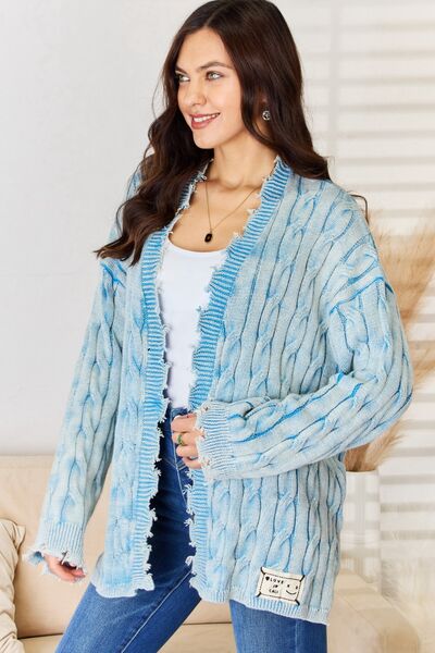 ONLINE EXCLUSIVE POL Cable-Knit Open Front Sweater Cardigan