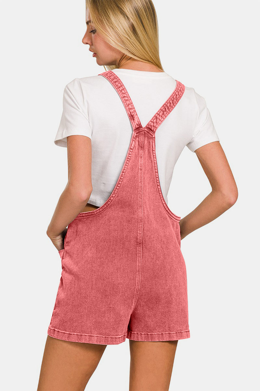 ONLINE EXCLUSIVE Zenana Washed Knot Strap Rompers