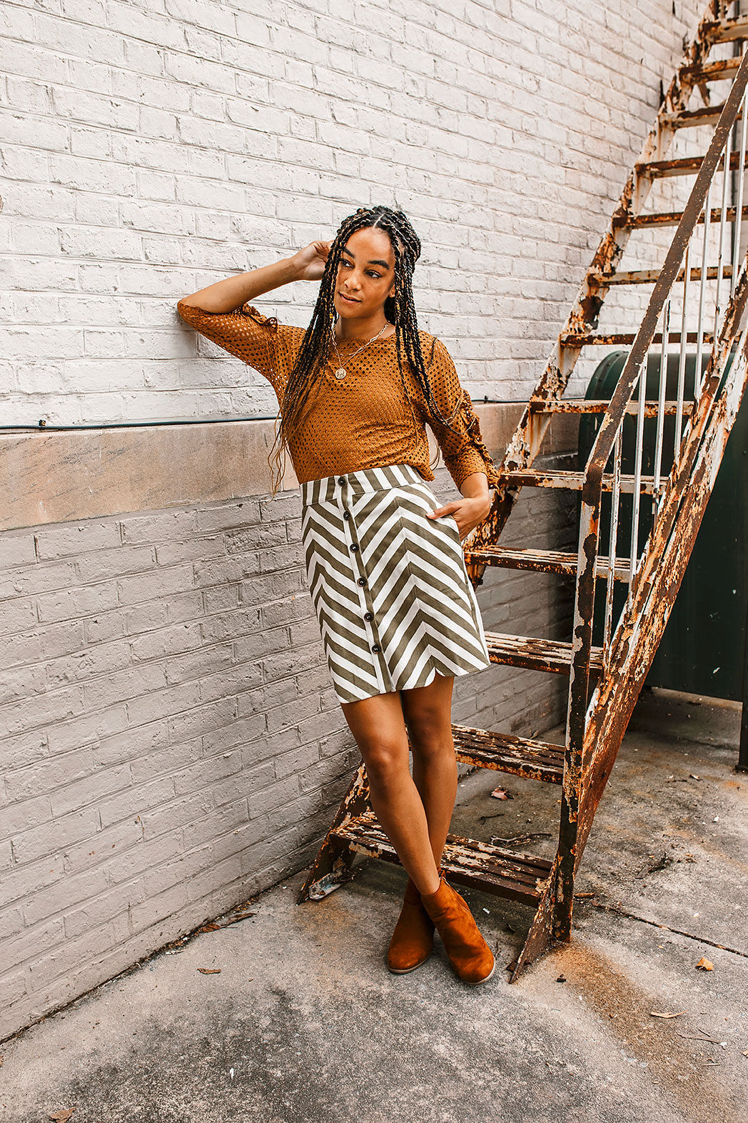 As if striped button skirt